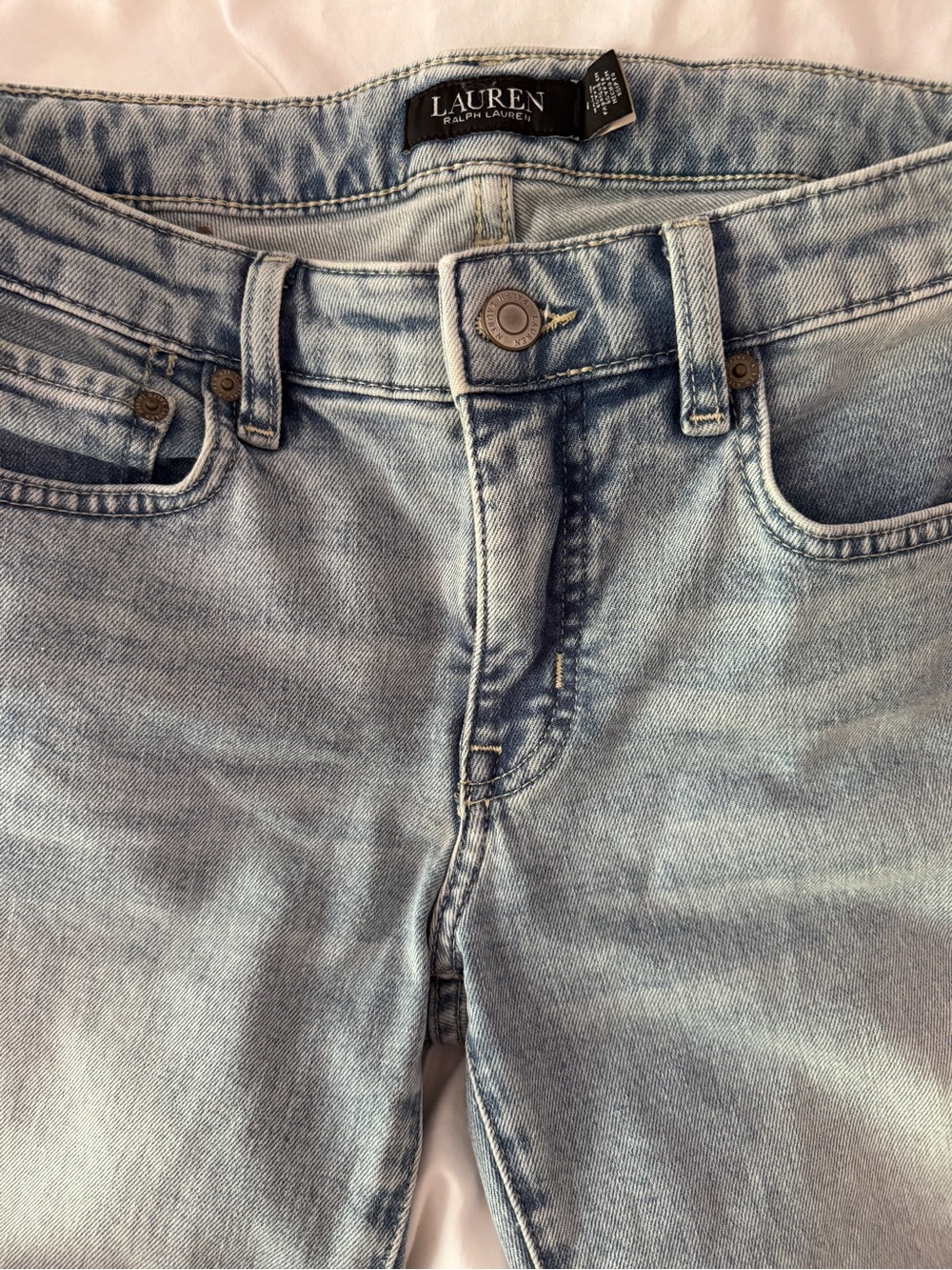 Lauren Ralph Lauren Pale Blue Denim Jeans with Faded Finish - NWOT